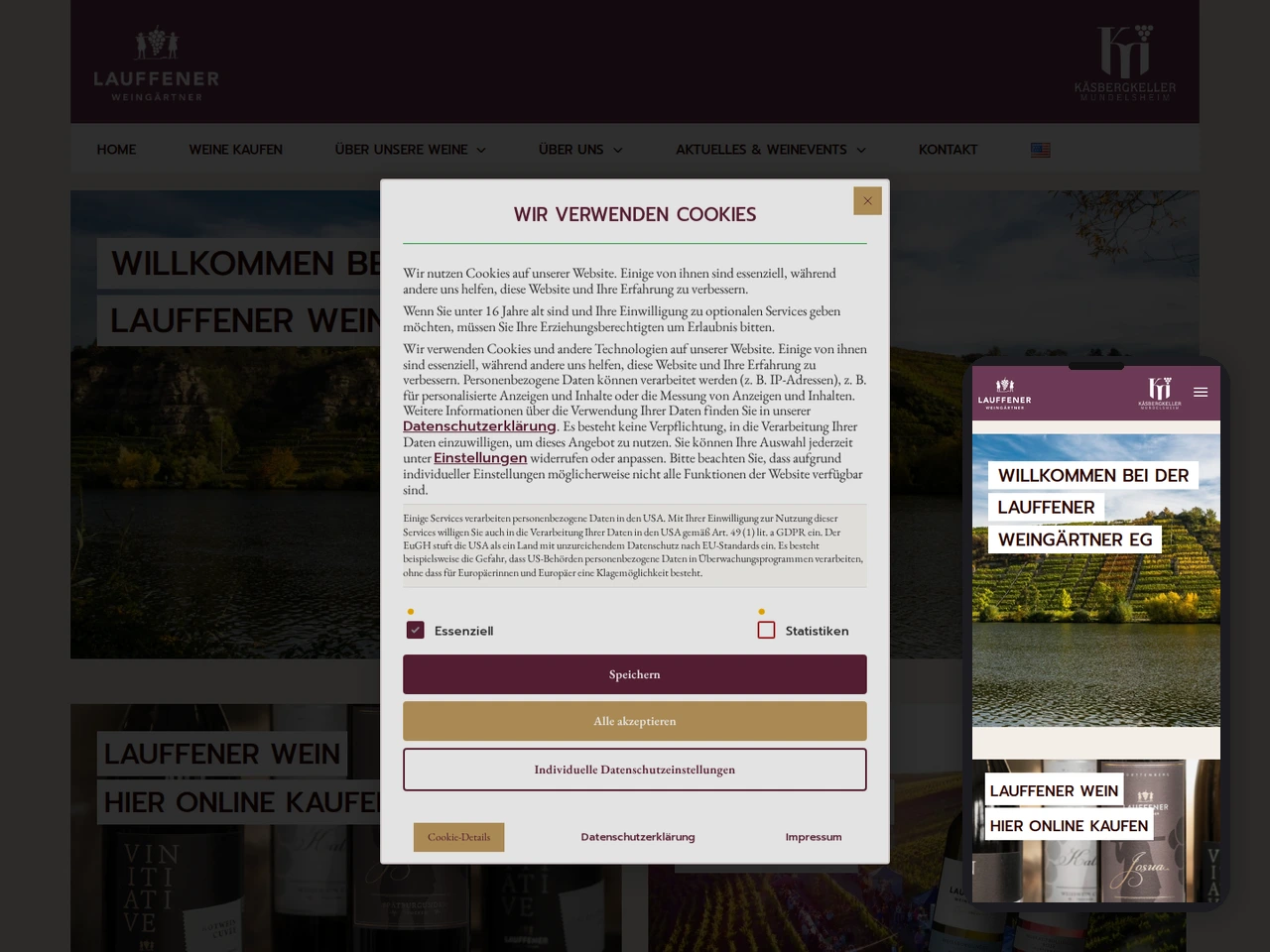 Referenz Lauffener-Wein.de &ndash; Blick auf die Desktop- und Mobile-Ansicht